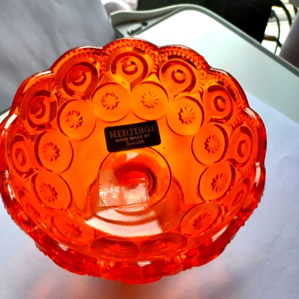 Vintage L.E. Smith Heritage Moon & Stars Pedestal Candy Dish